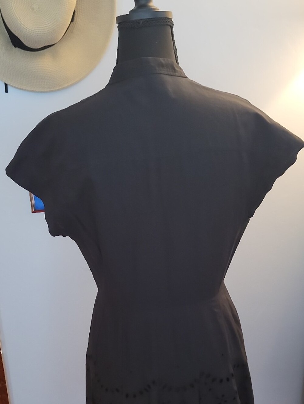Zara Black Eyelet-Hem Mini Shirt Dress size small - Picture 11 of 13
